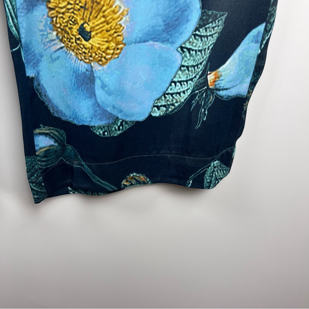Anthropologie Maeve Saria Smocked Floral Pull On Wide Leg Pants Blue Size S - Picture 6 of 11